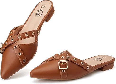 Trary Mules for Women Flats Comfortable, Bow Pointed Toe Womens Mules, Flats Mules Shoes for Women, Cute Mule Women's Mules & Clogs, Slip On Womens Mules Flats, Backless Loafers Mule Shoes for Women in Kuwait