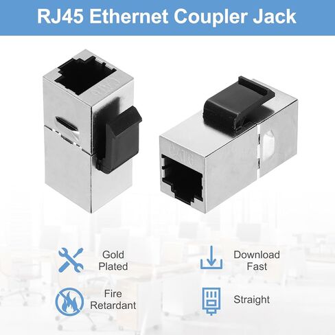 MECCANIXITY 2 Pack RJ45 Cat 6 Ethernet Coupler, Cat6 Shielded Coupler Jacks Female to Female Ethernet Adapter, Silver in Saudi Arabia