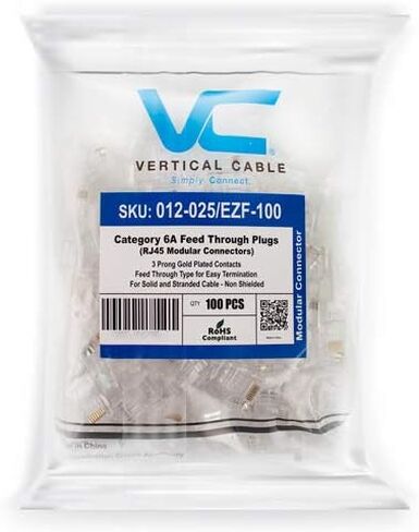 Cat6A RJ45 Feed Through Modular Plug -100 pcs in Saudi Arabia