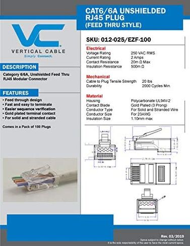 Cat6A RJ45 Feed Through Modular Plug -100 pcs in Saudi Arabia