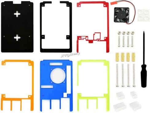 حافظة حماية خفيفة الوزن من الأكريليك بألوان قوس قزح لجهاز Raspberry Pi 4 Model B مع مروحة تبريد @XYGStudy (PI4-CASE-A) in Kuwait