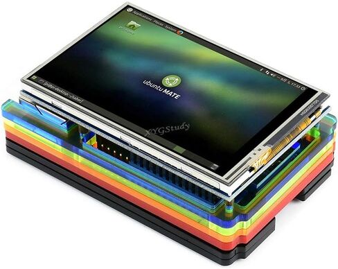 حافظة حماية خفيفة الوزن من الأكريليك بألوان قوس قزح لجهاز Raspberry Pi 4 Model B مع مروحة تبريد @XYGStudy (PI4-CASE-A) in Kuwait