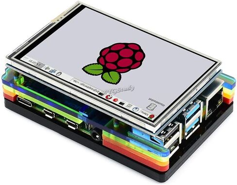 حافظة حماية خفيفة الوزن من الأكريليك بألوان قوس قزح لجهاز Raspberry Pi 4 Model B مع مروحة تبريد @XYGStudy (PI4-CASE-A) in Kuwait