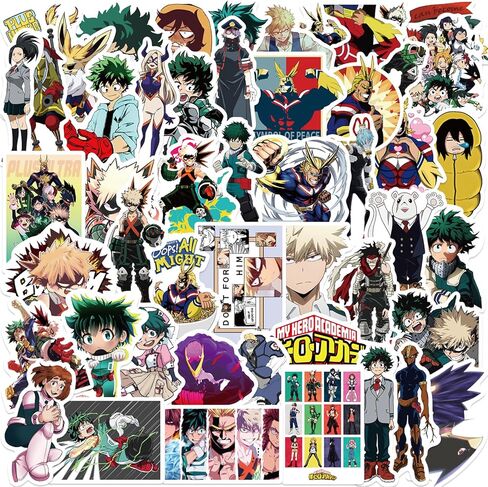 50pcs My Hero Academy Cartoon Anime Stickers Mixed Pack,Anime Sticker for Teens Waterproof Stickers for Water Bottle Laptop Luggage Helmet Skateboard Guitar (yxxy50) in Saudi Arabia