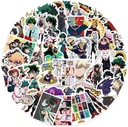 50pcs My Hero Academy Cartoon Anime Stickers Mixed Pack,Anime Sticker for Teens Waterproof Stickers for Water Bottle Laptop Luggage Helmet Skateboard Guitar (yxxy50) in Saudi Arabia