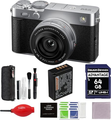 FUJIFILM X-E5 Mirrorless Camera with XF 23mm f/2.8 Lens Bundle (Silver) with 64GB SD Card, Card Reader, Wrist Strap and More Additional Accessories in Saudi Arabia