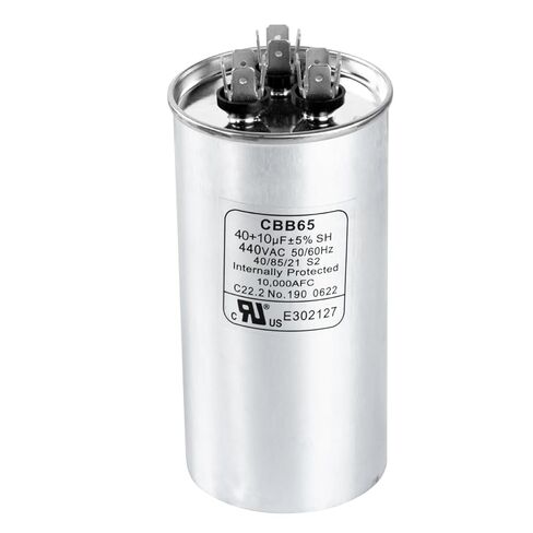 Canamax 45+10 uf ± 5% MFD 370 Or 440V Round Run Capacitor - Replacement for Air Conditioner 50/60Hz for AC Motor Run or Fan Start and Cool or Heat Pump Air Conditioner in Saudi Arabia