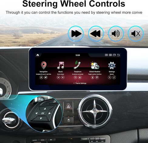 راديو لنظام Mercedes Benz NTG 4.5، فئة GLK 2013-2015، ستيريو سيارة 10.25 بوصة مع بلوتوث GPS Carplay، وحدة رأس أندرويد تعمل باللمس 64 جيجا in Kuwait