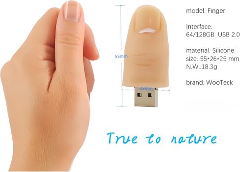 64GB Finger Shaped USB Flash Drive Data Storage Cartoon Pendrive Novelty Cute Memory Stick in Saudi Arabia