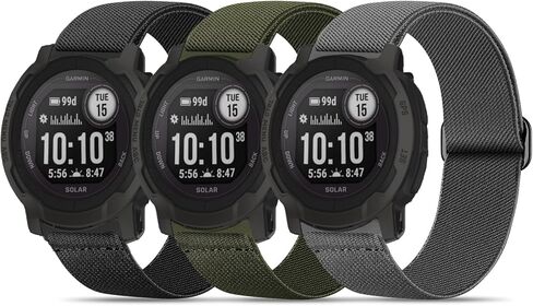 Bolesi 3 Pack Stretchy Nylon Watch Bands Compatible with Garmin Instinct 2/3 45mm/1 Solar,22mm Soft Breathable Adjustable Sports Strap for Instinct 2 Surf/Tactical/Esports/Tide Accessory in Kuwait