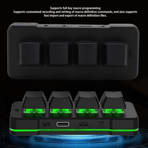 لوحة مفاتيح ميكانيكية صغيرة بأربعة مفاتيح للألعاب، RGB Blue Switch 4 مفاتيح لوحة مفاتيح USB ماكرو، 2.4G لوحة مفاتيح صغيرة قابلة للبرمجة بيد واحدة in Kuwait