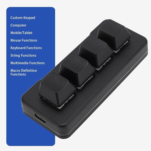 لوحة مفاتيح ميكانيكية صغيرة بأربعة مفاتيح للألعاب، RGB Blue Switch 4 مفاتيح لوحة مفاتيح USB ماكرو، 2.4G لوحة مفاتيح صغيرة قابلة للبرمجة بيد واحدة in Kuwait