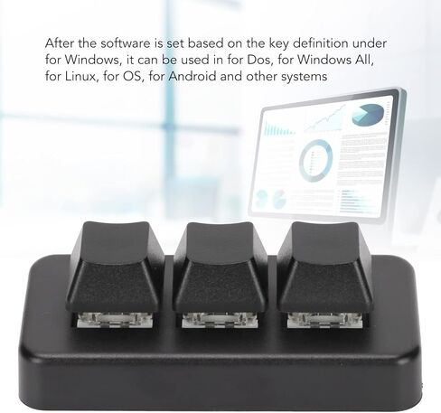 Yoidesu USB Mini 3 مفاتيح لوحة مفاتيح 2.4G لوحة مفاتيح ميكانيكية للألعاب بيد واحدة لوحة مفاتيح ماكرو قياسية، إضاءة خلفية RGB، اتصال بلوتوث لـ Dos in Kuwait