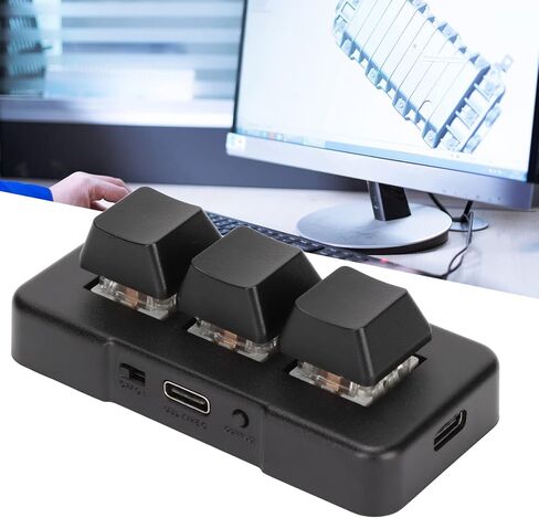 Yoidesu USB Mini 3 مفاتيح لوحة مفاتيح 2.4G لوحة مفاتيح ميكانيكية للألعاب بيد واحدة لوحة مفاتيح ماكرو قياسية، إضاءة خلفية RGB، اتصال بلوتوث لـ Dos in Kuwait