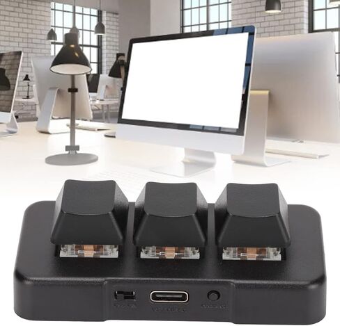 Yoidesu USB Mini 3 مفاتيح لوحة مفاتيح 2.4G لوحة مفاتيح ميكانيكية للألعاب بيد واحدة لوحة مفاتيح ماكرو قياسية، إضاءة خلفية RGB، اتصال بلوتوث لـ Dos in Kuwait