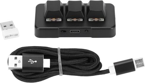 Yoidesu USB Mini 3 مفاتيح لوحة مفاتيح 2.4G لوحة مفاتيح ميكانيكية للألعاب بيد واحدة لوحة مفاتيح ماكرو قياسية، إضاءة خلفية RGB، اتصال بلوتوث لـ Dos in Kuwait
