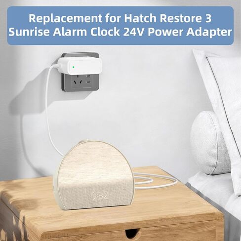 24V Power Adapter Compatible with Hatch Restore 3 and Restore 2 Sunrise Alarm Clock, Sound Machine, Smart Light Power Cord in Saudi Arabia