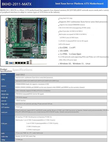 اللوحة الأم لسلسلة معالجات Xeon E5-V3/V4 (mATX، LGA2011-3، 6 x DDR4، 10 x SATA 3.0، PCIe x16، PCIe x8، Dual M.2 NVMe، USB 3.0، 4X 2.5G LAN، لوحة توجيه ناعمة C612) in Kuwait