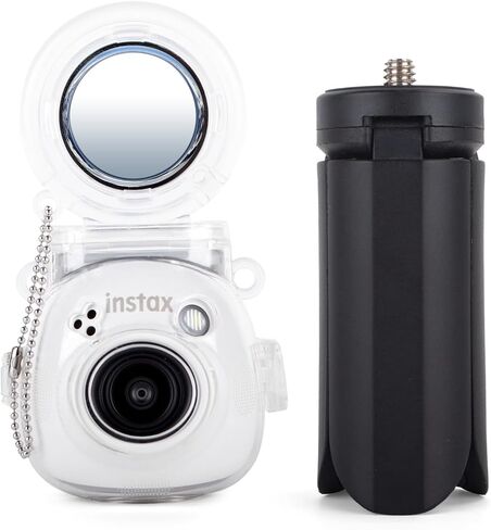 حافظة حماية Fuji Mini Pal مع مرآة سيلفي وحامل ثلاثي القوائم، حافظة شفافة وحامل ثلاثي أبيض متوافق مع كاميرا Instax Mini Pal الفورية - ملحقات كاميرا Fuji Pal in Saudi Arabia