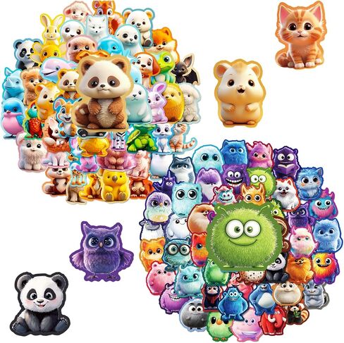 100PCS Animal Stickers and Vinyl Decals – Cute Monster & Critter Waterproof Stickers for Journals, Scrapbooks, Water Bottles, Laptops – Great for Kids, Teens, Boys, Girls in Kuwait