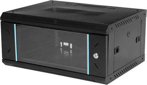 خزانة خادم مثبتة على الحائط 4U، حاوية رف شبكة تكنولوجيا المعلومات، باب قابل للقفل وألواح جانبية، مروحة تبريد سوداء، باب زجاجي قياسي، حامل خزانة خادم الشبكة، رف مع قفل الباب in Kuwait