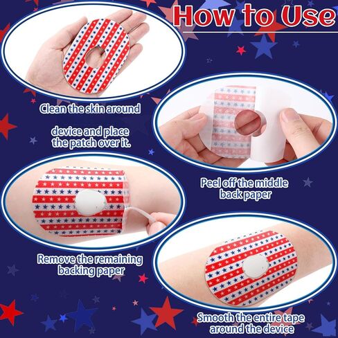 Mixweer Adhesive Patches Compatible with Dexcom G7 Sweatproof Pre Cut Adhesive Tape US Flag CGM Sensor Patches for Continuous Glucose Monitor Protection(24 Pcs) in Saudi Arabia