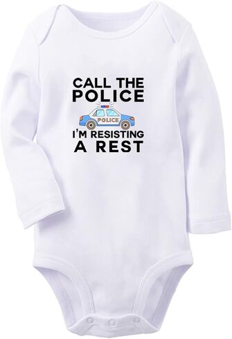 iDzn Call The Police I'm Resisting A Rest Funny Rompers Newborn Baby Bodysuits Infant Jumpsuits Outfits Long Sleeves Clothes in Saudi Arabia