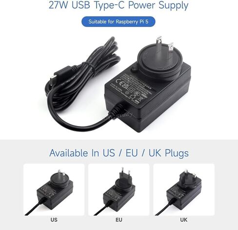 27W USB Type-C PD Power Supply Type B Compatible with Raspberry Pi 5, 1.2m Cable Length @XYGStudy (PSU-27W-USB-C-US-B) in Saudi Arabia