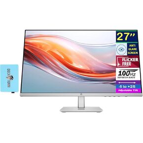 شاشة HP Series 5 527sh مقاس 27 بوصة FHD IPS مع سطوع 300 شمعة في المتر المربع، ووقت استجابة 5 مللي ثانية، وخالية من الوميض، ومضادة للوهج، ومنفذ VGA، وHDMI، وموسع منفذ USB Dockztorm، لون أسود/فضي (94C50AA#ABA) in Kuwait