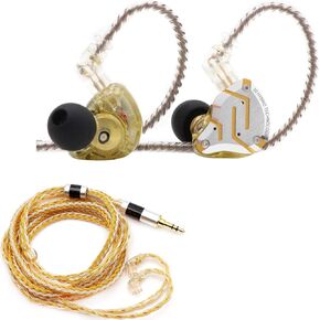Linsoul KZ ZS10 Pro in Ear Earphones(Without Mic, Glare Yellow) +Tripowin Zonie 16 Core Cable(Recessed 2pin, 3.5mm, Gold) in Kuwait