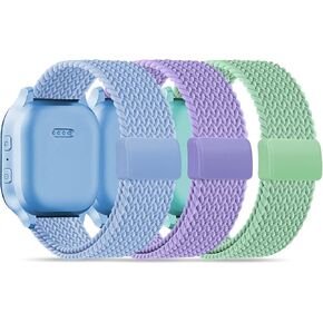 20 مم مغناطيسي مضفر متوافق مع سوار ساعة Gizmo Adventrue 3 3 2 1/Gabb 3e 3 2 1/SyncUP Kids Watch 2 1/Cosmo JrTrack 5، 3 عبوات من حزام النايلون القابل للتمدد للمعصم الصغير للفتيات والأولاد in Kuwait