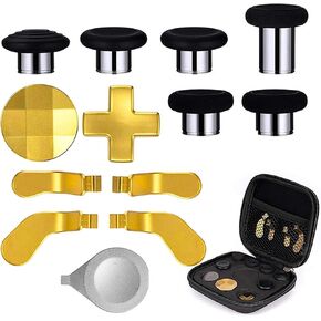 مجموعة ملحقات وحدة التحكم 14 في 1 لجهاز Xbox One Elite Series 2، مجموعة أزرار مغناطيسية بديلة لعصي الإبهام المعدنية، عصا تحكم معدنية 6 قابلة للتبديل، 4 مجاذيف، 2 وسادات D، 1 أداة تعديل، 1 حقيبة تخزين - ذهبي in Kuwait