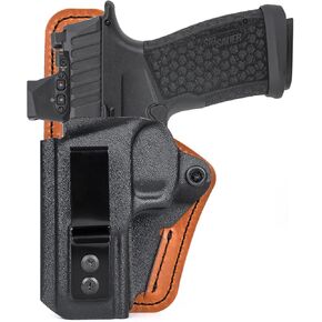 P365 Fuse Holster with Comfort Foam Pad, IWB Kydex and Leather Hybrid Holster for 9mm Sig Sauer P365 Fuse Pistol Inside Waistband Concealed Carry - Red Dot Optic Cut in Kuwait