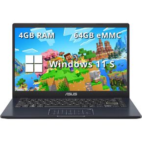 ASUS 14" Laptop, 14" FHD Display, Intel Celeron N4500, 4GB Memory, 64GB eMMC, Touchpad, Webcam, HDMI, Wi-Fi, Windows 11 Home, Quiet Blue (Renewed) in Kuwait