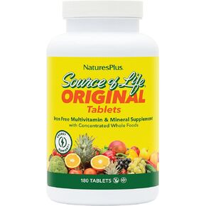 NaturesPlus Source of Life No Iron Tablets - 90 Vegetarian Tablets - Whole Food Multivitamin & Mineral Supplement, Energy & Immunity Booster- Gluten-Free - 30 Servings in Kuwait