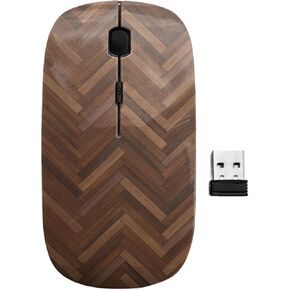 2.4GHz USB Wireless Mouse, Wood Parquet Herringbone Pattern, Ergonomic Slim Computer Mice for Kids in Kuwait