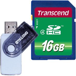 Transcend 16 GB High Speed SDHC Class 4 Flash Memory Card and Digital Etc 9-in-1 High-Speed USB Card Reader Set in Saudi Arabia