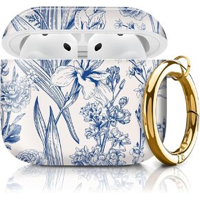 Compatible with Apple Airpods 4th Generation Case Cover(2024), Protective TPU Soft Cases Cover Rugged for Airpod 4 Case with Golden Keychain for Women Men（Comic Flower） in Saudi Arabia