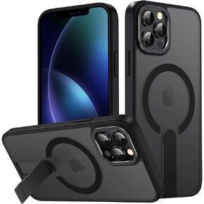 for iPhone 13 Case with Kickstand, [Invisible Stand] Compatible with MagSafe, Anti-Slip Shockproof Military-Grade Protection, Magnetic Slim Translucent Phone Case for iPhone 13 (Purple) in Kuwait