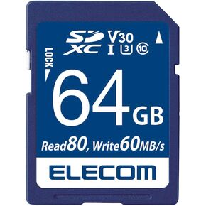 Elecom MF-FS064GU13V3R SDXC Card, Data Recovery Service, Supports Video Speed Class, UHS-I, U3, 80MB, s, 64GB in Kuwait