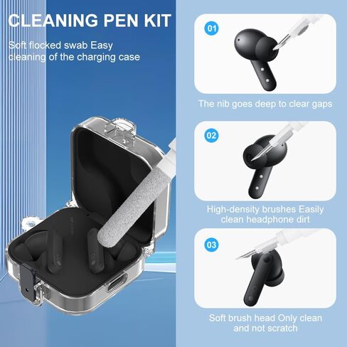 for CMF Buds 2 /CMF Buds 2 Plus/CMF Buds Pro 2 Case Cover,Transparent TPU Protective Case for CMF Buds2/CMF Buds2 Plus/CMF Buds Pro 2 Case Cover with Cleaning Pen Kit and Carabiner in Kuwait