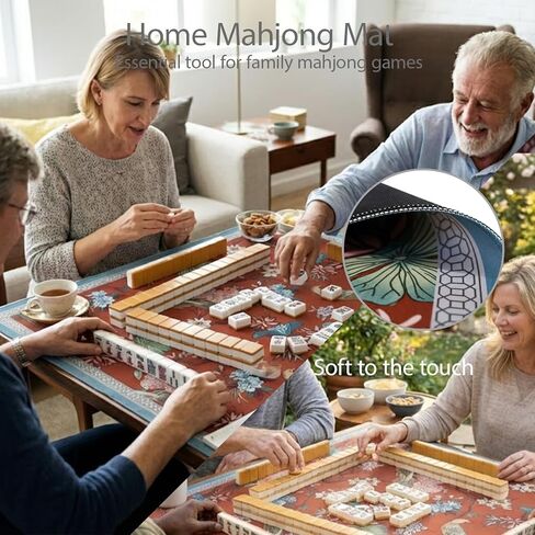 Mahjong Mat for Table, 31.5" x 31.5", Anti-Slip Noise Reduction Mahjong Table Cover with Carrying Bag, Perfect for Poker, Card, Board & Tile Games (Sunset 03) in Saudi Arabia
