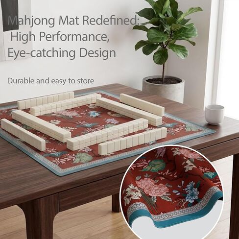 Mahjong Mat for Table, 31.5" x 31.5", Anti-Slip Noise Reduction Mahjong Table Cover with Carrying Bag, Perfect for Poker, Card, Board & Tile Games (Sunset 03) in Saudi Arabia