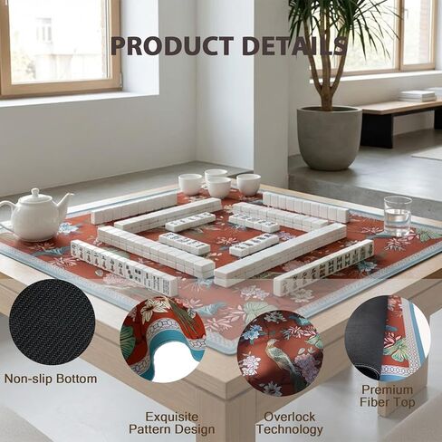 Mahjong Mat for Table, 31.5" x 31.5", Anti-Slip Noise Reduction Mahjong Table Cover with Carrying Bag, Perfect for Poker, Card, Board & Tile Games (Sunset 03) in Saudi Arabia