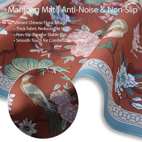 Mahjong Mat for Table, 31.5" x 31.5", Anti-Slip Noise Reduction Mahjong Table Cover with Carrying Bag, Perfect for Poker, Card, Board & Tile Games (Sunset 03) in Saudi Arabia