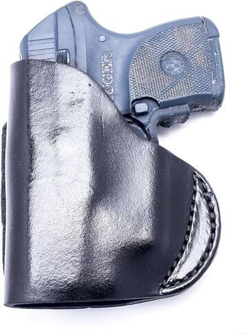 OUTBAGS USA LS4LCPX (أسود-يمين) حافظة مسدس IWB من الجلد الثقيل المحبب بالكامل لـ Ruger LCP 380 مع ليزر قرمزي. مصنوع يدويًا في الولايات المتحدة الأمريكية. in Kuwait
