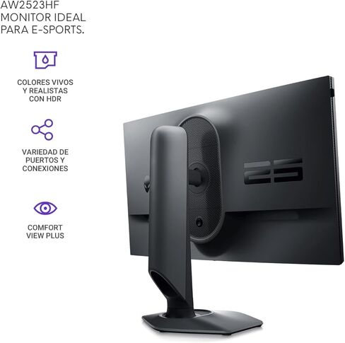 Alienware Gaming Monitor AW2523HF 24.5'' IPS LED FHD 360Hz Display, AMD FreeSync Monitor (USB, HDMI),Height/Tilt/Swivel/Pivot Adjustability, Dark Side of The Moon with HEX Accessories in Saudi Arabia