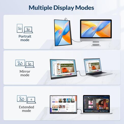 شاشة LR المحمولة، 16 بوصة 1200P FHD 16:10، نسبة تباين 1500:1، شاشة كمبيوتر محمول USB-C HDMI مع حامل دوار، شاشة أفقية/رأسية، شاشة سفر لأجهزة الكمبيوتر المحمول/الكمبيوتر الشخصي/Mac/Windows/PS5، قابلة للتركيب على Vesa in Kuwait