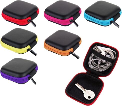 6Pcs Earphone Case,PU Small Square Pocket Earbud Carrying Case Bag with Zipper,Portable Earbud Organizer,Earbud Storage Bag,for Storing Earpieces,USB Cable,SD Cards,Memory Card in Saudi Arabia