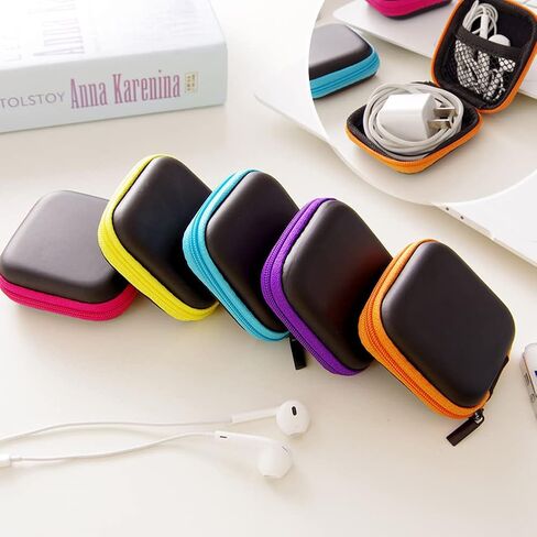 6Pcs Earphone Case,PU Small Square Pocket Earbud Carrying Case Bag with Zipper,Portable Earbud Organizer,Earbud Storage Bag,for Storing Earpieces,USB Cable,SD Cards,Memory Card in Saudi Arabia